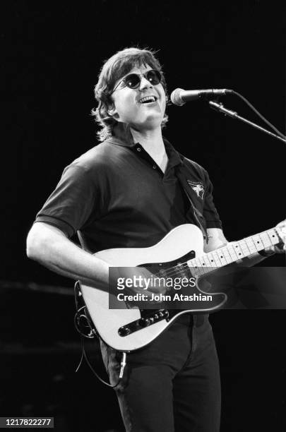 Singer, songwriter and guitarist Steve Miller is shown performing on stage during a "live" concert appearance on July 25, 1997.