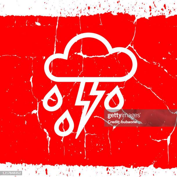 rain storm with cloud and lightning icon - rain black background stock illustrations