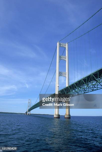 view of mackinac bridge, mi - upper peninsula stock pictures, royalty-free photos & images
