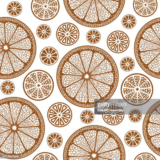сitrus cookie - seamless vector wallpaper - tea biscuits stock illustrations