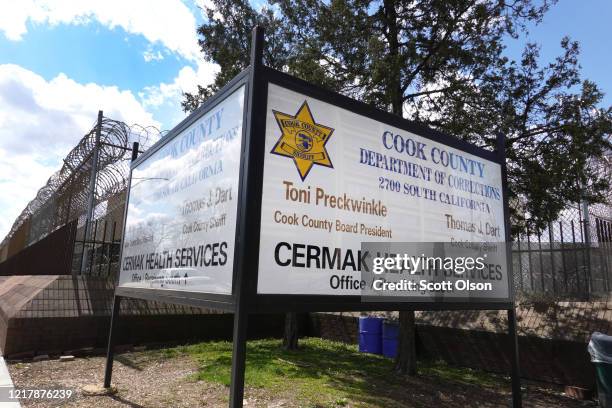 Fence surrounds the Cook County jail complex on April 09, 2020 in Chicago, Illinois. With nearly 400 cases of COVID-19 having been diagnosed among...