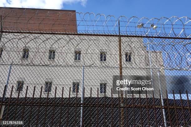 Fence surrounds the Cook County jail complex on April 09, 2020 in Chicago, Illinois. With nearly 400 cases of COVID-19 having been diagnosed among...