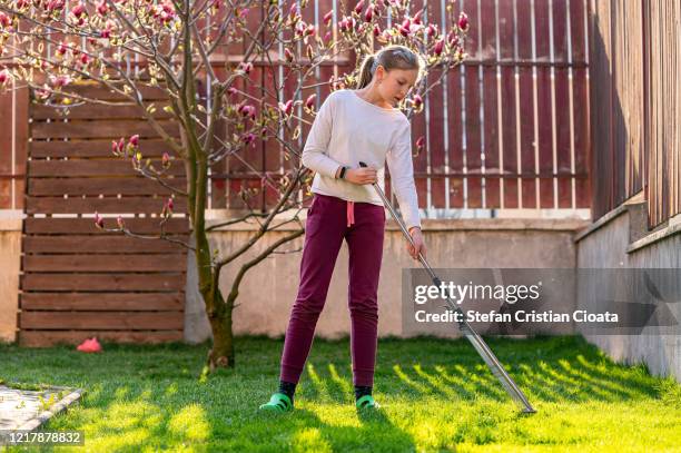Woman Racking Lawn Raking The Yard Photos and Premium High Res Pictures - Getty Images