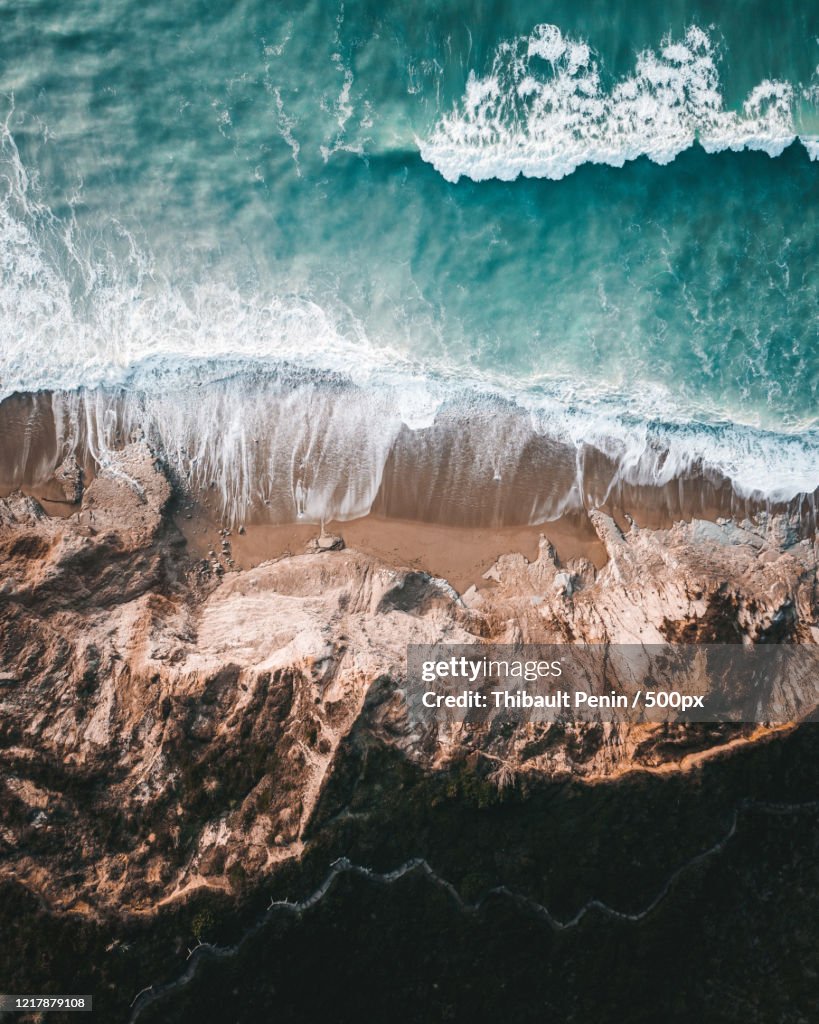 Directly above view of coastline, Biarritz, France