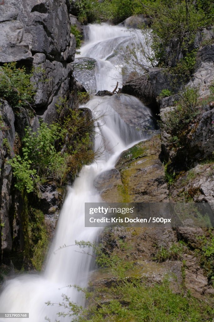 Water flowing down rocks