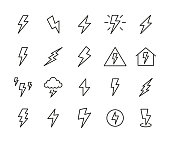 Icon set of thunder.