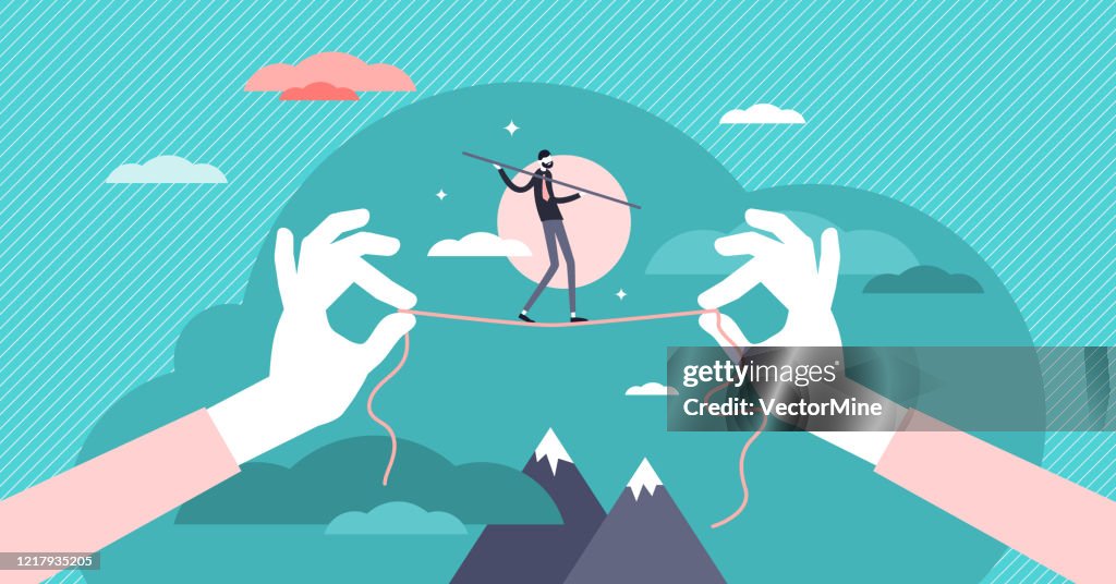 Balancing Risk Free Balancing Risk Vector Illustration Business Strategy Tiny Persons ...