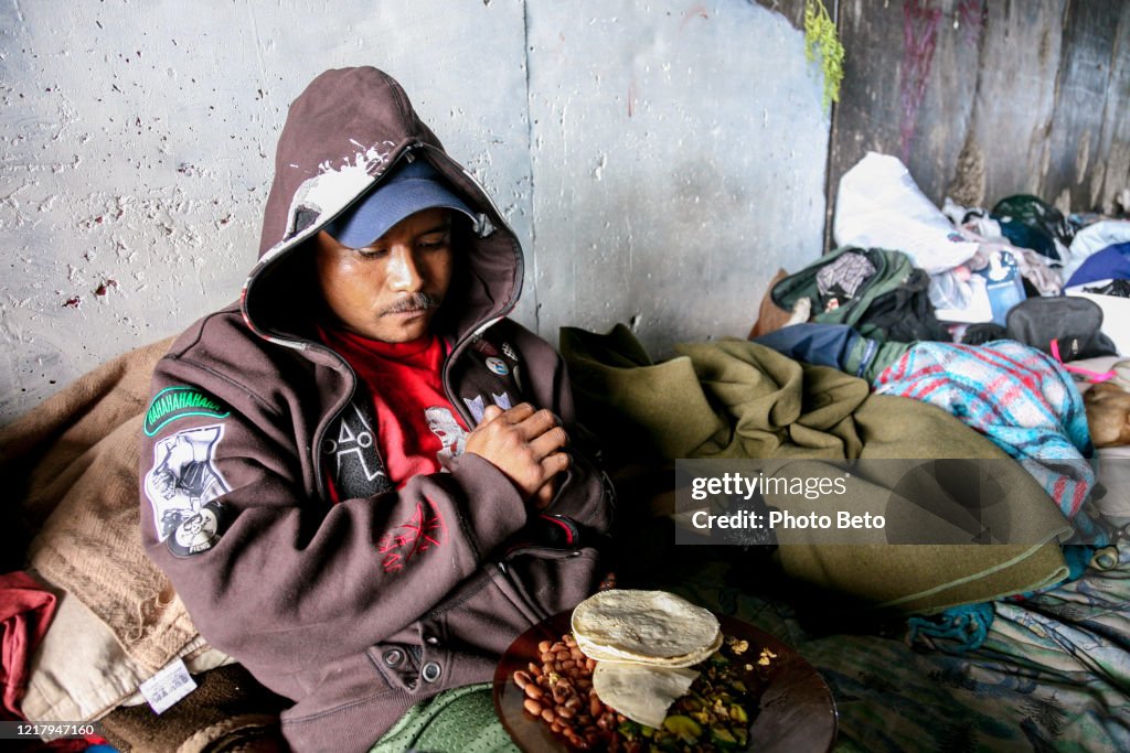 A migrant lives in extreme poverty in a shack near the US-Mexico border in Tijuana in northern Mexico