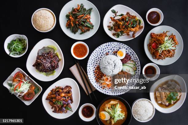 malaysian food table. - malaysian food stock pictures, royalty-free photos & images