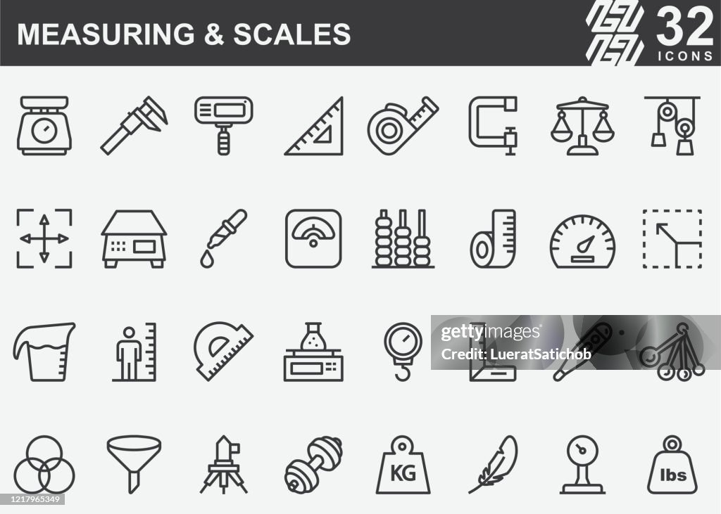 Measuring and Scales Line Icons