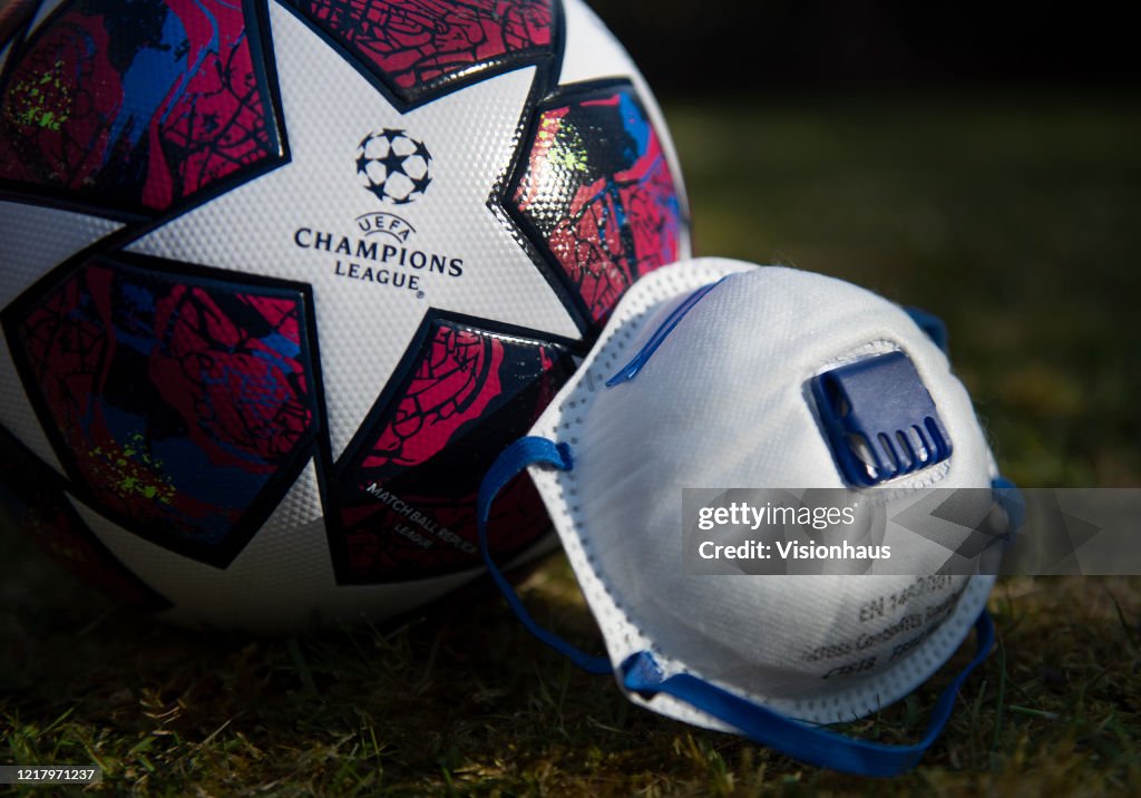 UEFA Champions League Matchball and Protective Face Mask