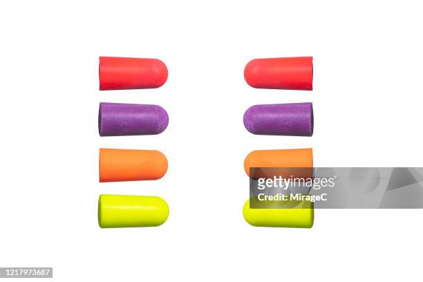 ear plug ear protectors on white - ear plug stock pictures, royalty-free photos & images