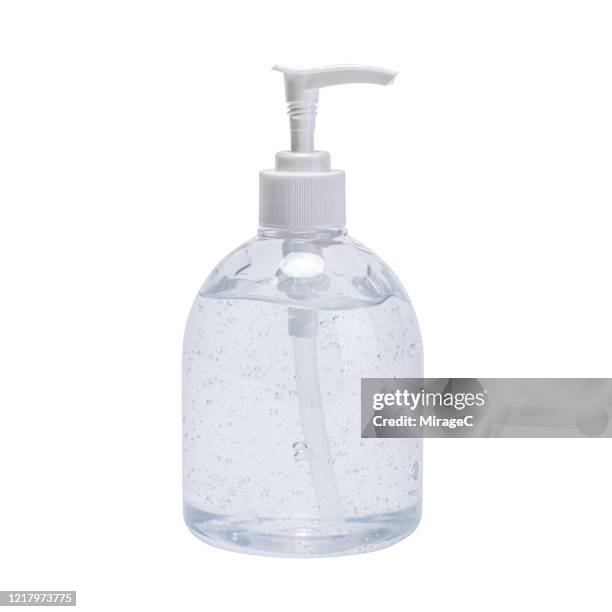 ethanol alcohol gel hand sanitizer on white - hand sanitiser stock pictures, royalty-free photos & images