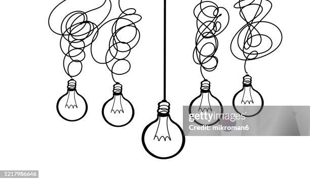 drawing of a light bulbs in a row - lightbulbs in a row stock pictures, royalty-free photos & images