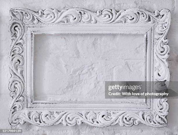 classic style white fretwork frame vintage, white background, molding, wall decoration - renaissance stock pictures, royalty-free photos & images