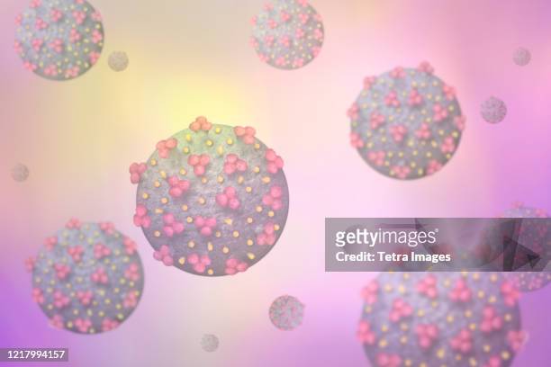 digitally generated image of coronavirus - pastel coloured stock illustrations