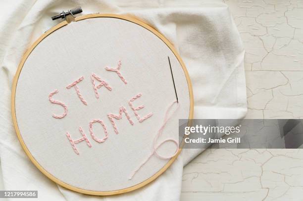 stay home embroidery - embroidery frame stock pictures, royalty-free photos & images