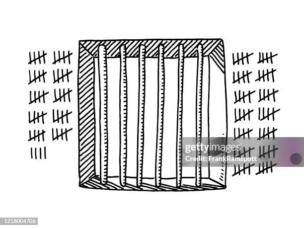 prison window counting days drawing - security screen stock illustrations