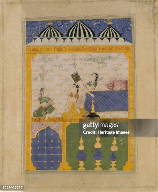 Three Ladies in a Palace Interior: Page from a Dispersed Laur Chanda , 1520-30. Artist Unknown.