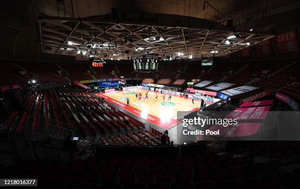 General view of the empty stands during the EasyCredit Basketball Bundesliga match between FC Bayern Muenchen and Ratiopharm Ulm at Audi Dome on June...