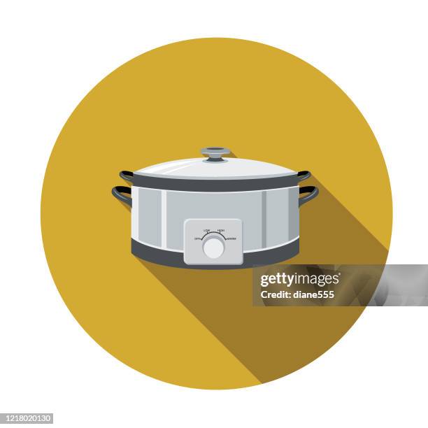 flat design home appliance icon - crock pot stock illustrations