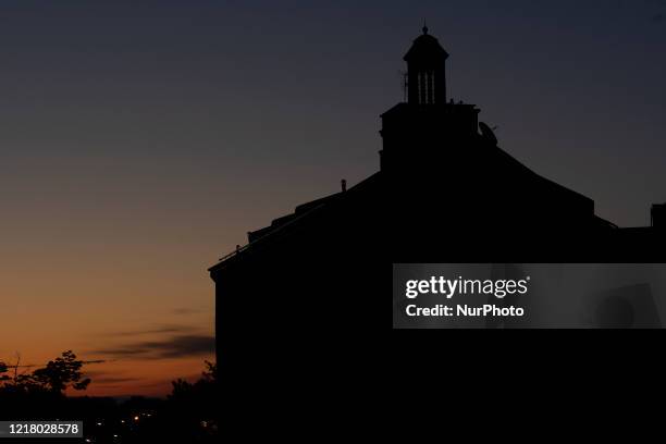 Monastery is seen against the sky at sunrise in Warsaw, Poland on June 7, 2020.