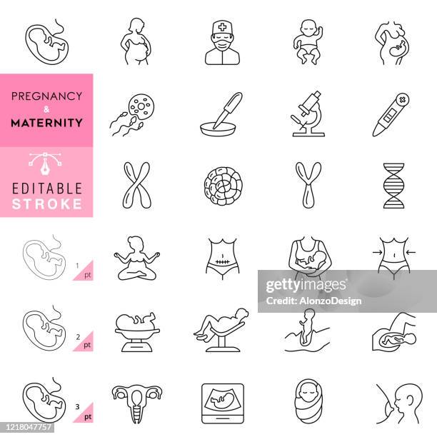 懷孕和產婦線圖示。可編輯筆劃。 - 人工授精 幅插畫檔、美工圖案、卡通及圖標