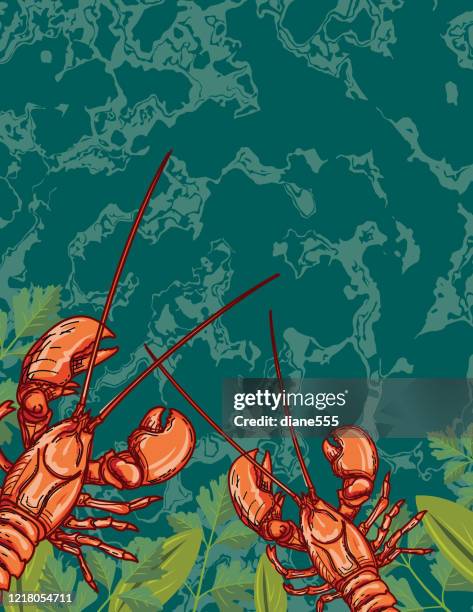 seafood border - surf and turf stock illustrations
