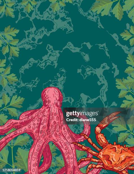 seafood border - marbled meat illustration stock illustrations