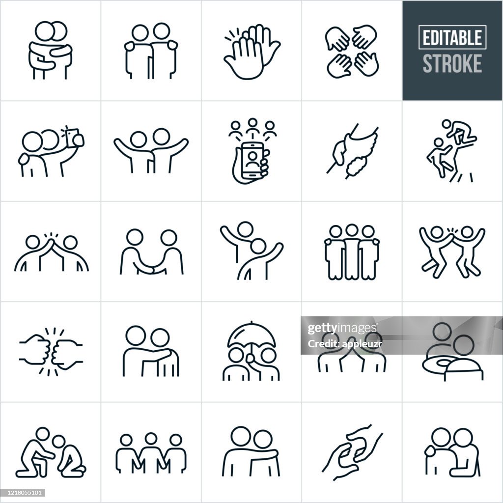 Freundschaft dünne Linie Icons - editierbare Strich