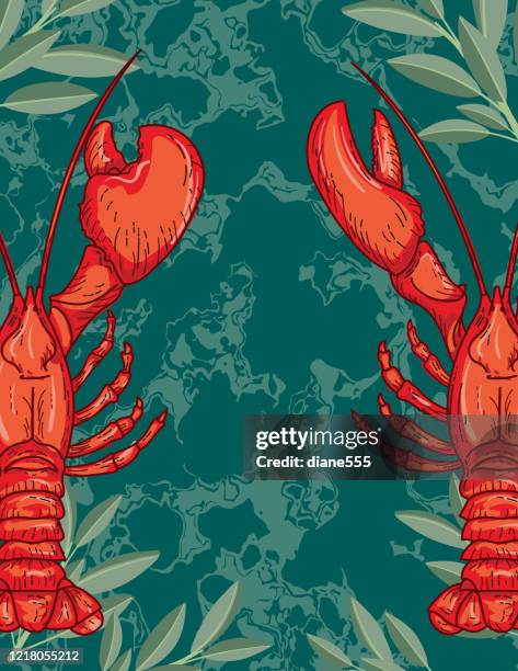 seafood border - surf and turf stock illustrations