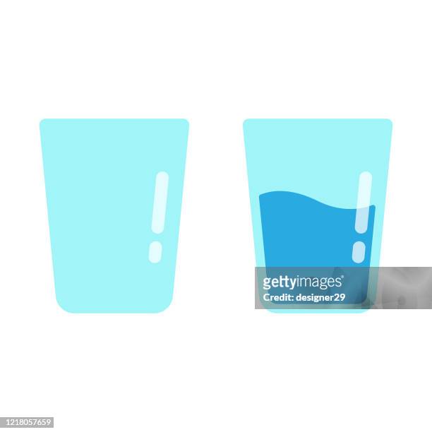 illustrations, cliparts, dessins animés et icônes de verre de l’eau icon flat design sur le fond blanc. - boire