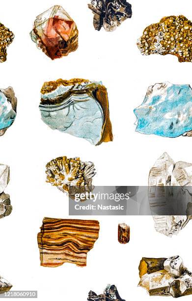 minerals and their crystalline forms ,seamless pattern - topaz stock illustrations