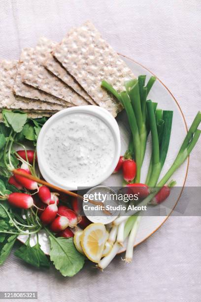 crudités with dipping sauce - ranch dressing stock pictures, royalty-free photos & images
