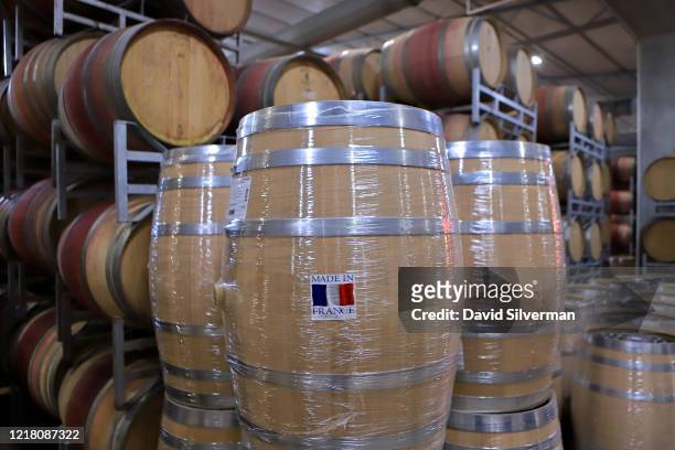 Newly-arrived French oak wine casks are stored in the barrel cellar in the midst of the harvest season at the Rupert & Rothschild Vignerons estate...