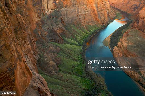 horseshoe bend, colorado river, glen canyon, arizona, usa - glen canyon stock-fotos und bilder