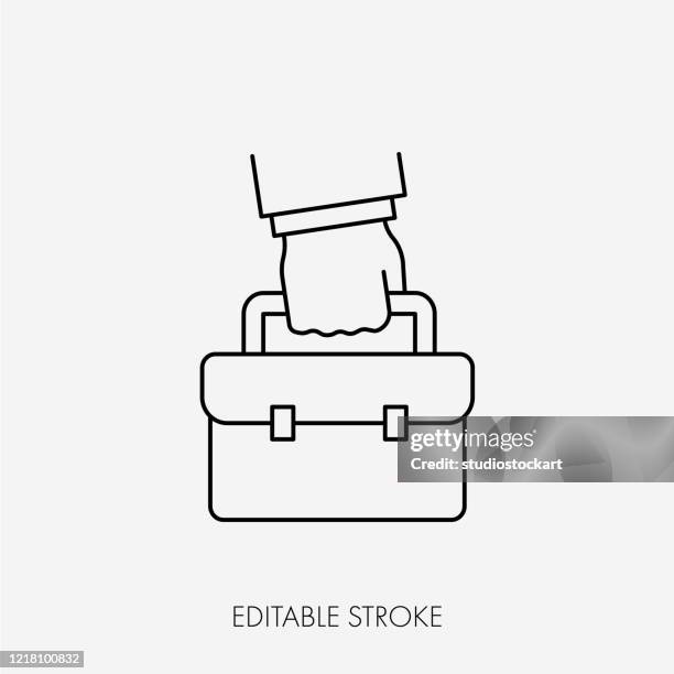 ilustraciones, imágenes clip art, dibujos animados e iconos de stock de un hombre de negocios que lleva un maletín. trazo editable - manilla