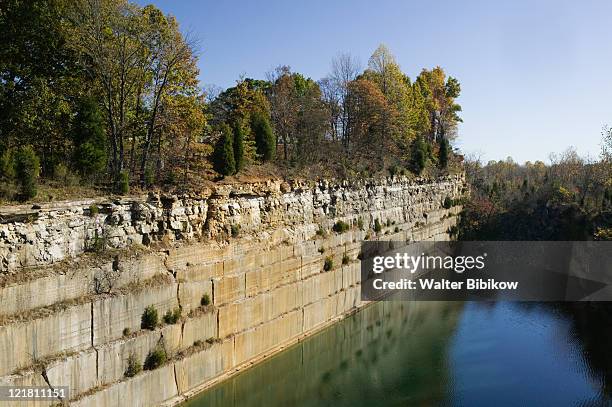 old limestone quarry that provided the stone for the empire state building - indiana limestone stock pictures, royalty-free photos & images