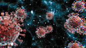 Coronavirus COVID-19 or virus cell under the microscope