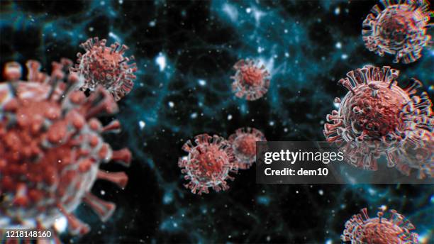 coronavirus covid-19 or virus cell under the microscope - covid 19 background stock pictures, royalty-free photos & images