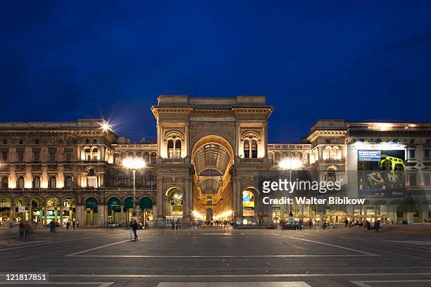 galleria vittorio emanuele ii, piazza duomo, milan, lombardy, italy  - milan night stock pictures, royalty-free photos & images