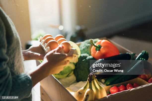 fresh food home delivery service - fresh vegetables photos et images de collection