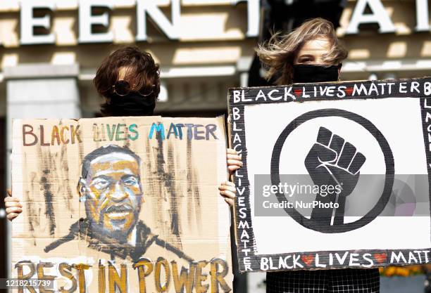 People participate on a black lives matter demonstration in the city of Tampere, Finland, on June 7, 2020.