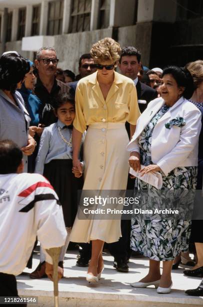 Diana, Princess of Wales visits the Cairo Institute for Polio and Rehabilitation in Cairo, Egypt, 11th May 1992.