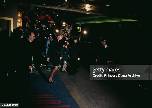 Diana, Princess of Wales after giving a speech at the Hilton Hotel in London during the Headway Charity Lunch, in which she resigned from her public...