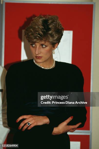 Diana, Princess of Wales attends a reception held by the General Council and Register of Osteopaths at the Royal Pharmaceutical Society of Great...