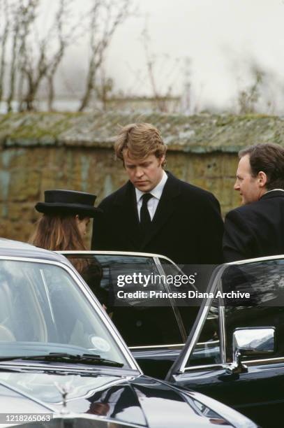 Charles, the 9th Earl Spencer and brother of Diana, Princess of Wales , at the funeral of their father, the 8th Earl Spencer, at Great Brington...