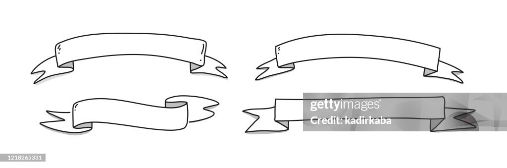 Poster Ribbon Line Design Line Ribbon Set Banner Vector Illustration Symbol Design Element High ...