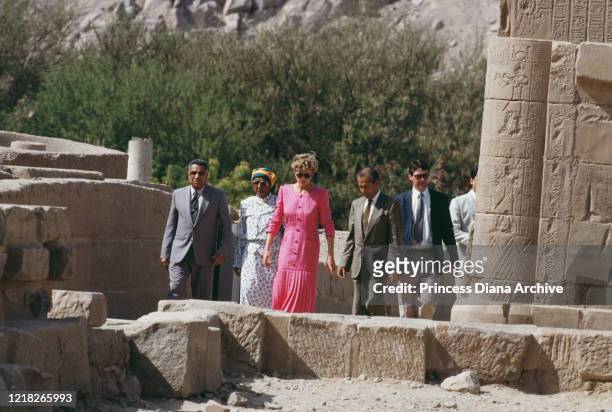 Diana, Princess of Wales visits the ancient Egyptian temple complex at Philae in Egypt, 13th May 1992