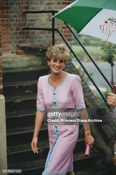 Diana, Princess of Wales visits the Royal National Orthopaedic Hospital in Stanmore, Greater London, 1st July 1992.